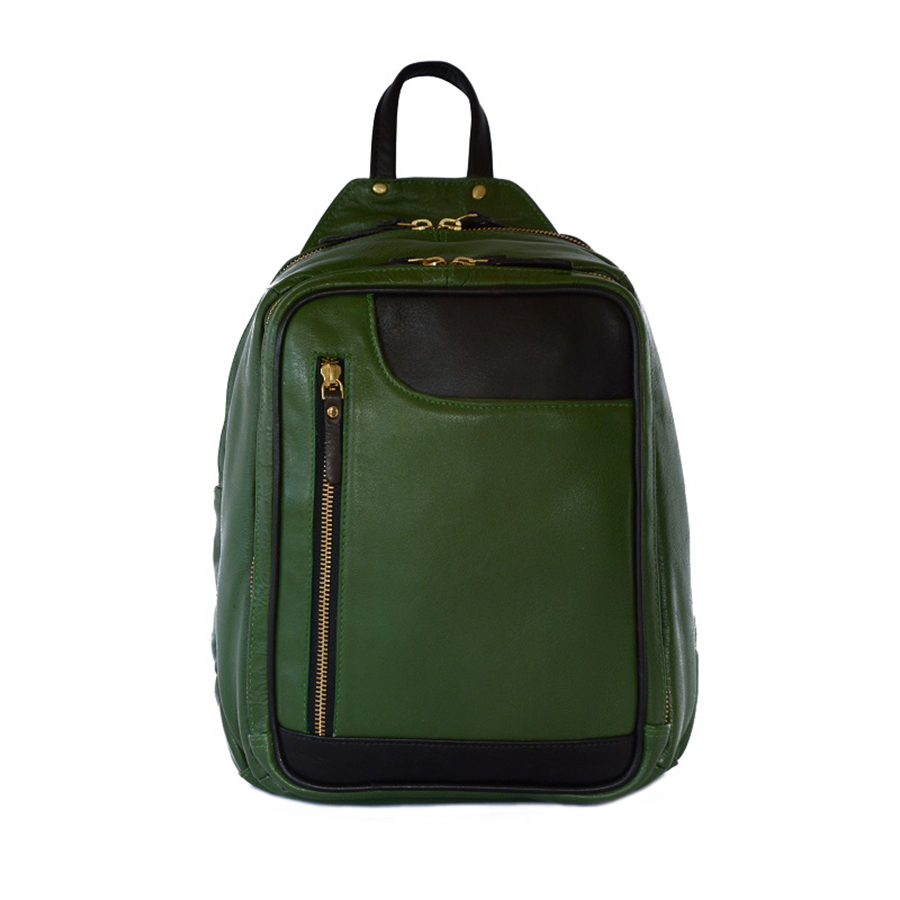 small green backpack