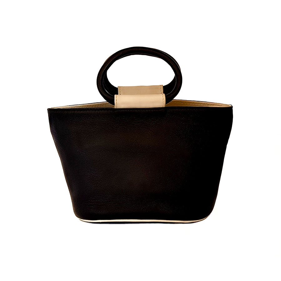 Small Multi-way Handbag- Black with Light Grey Trim